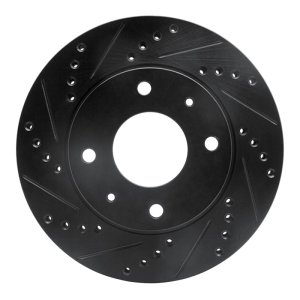 Hyundai Sonata Brake Rotor (1) - Front Left - R1 Concepts - Drilled & Slotted - Black - `01-`03